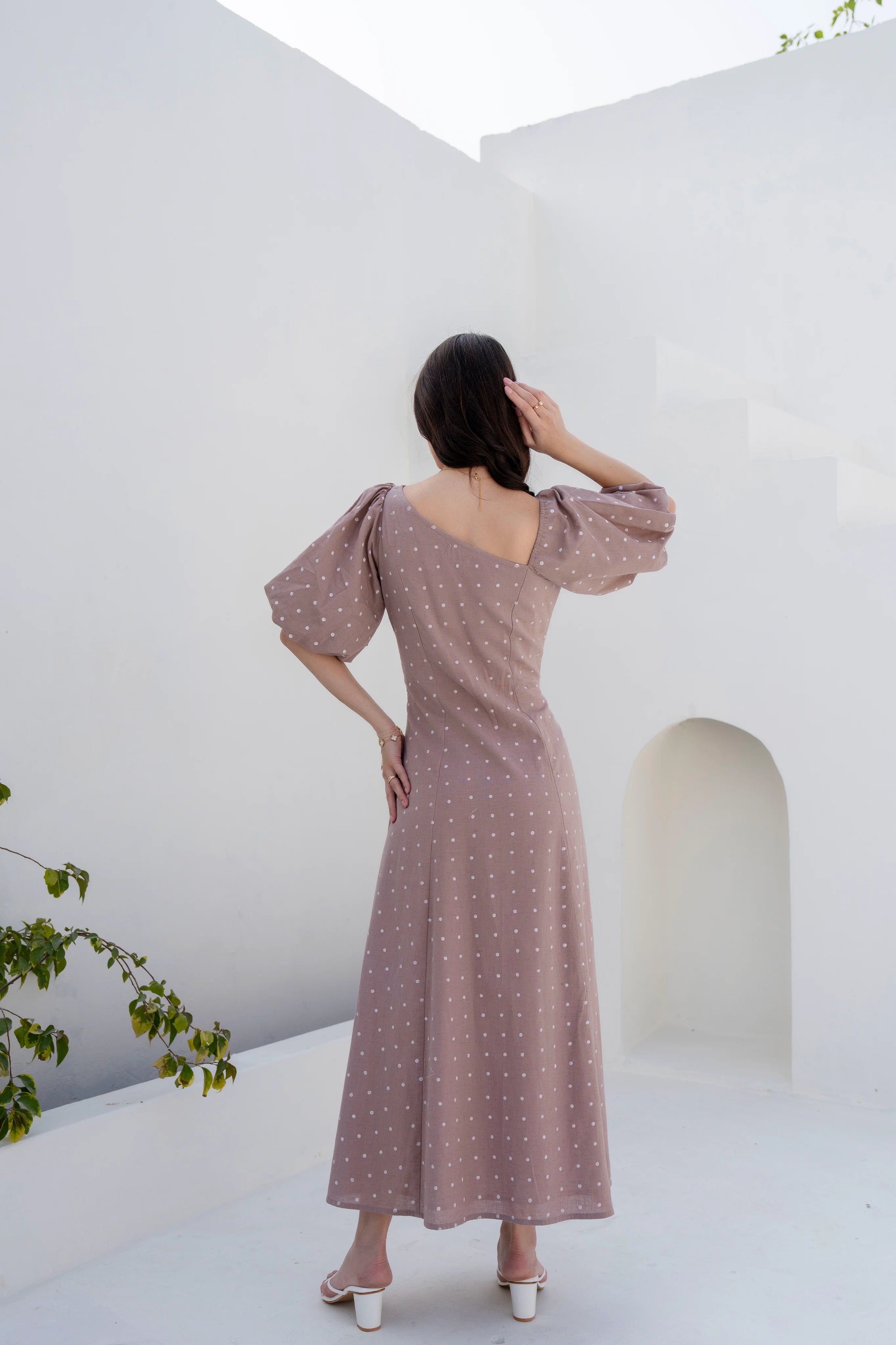 Apricot A-line Dress by Golden Lotus