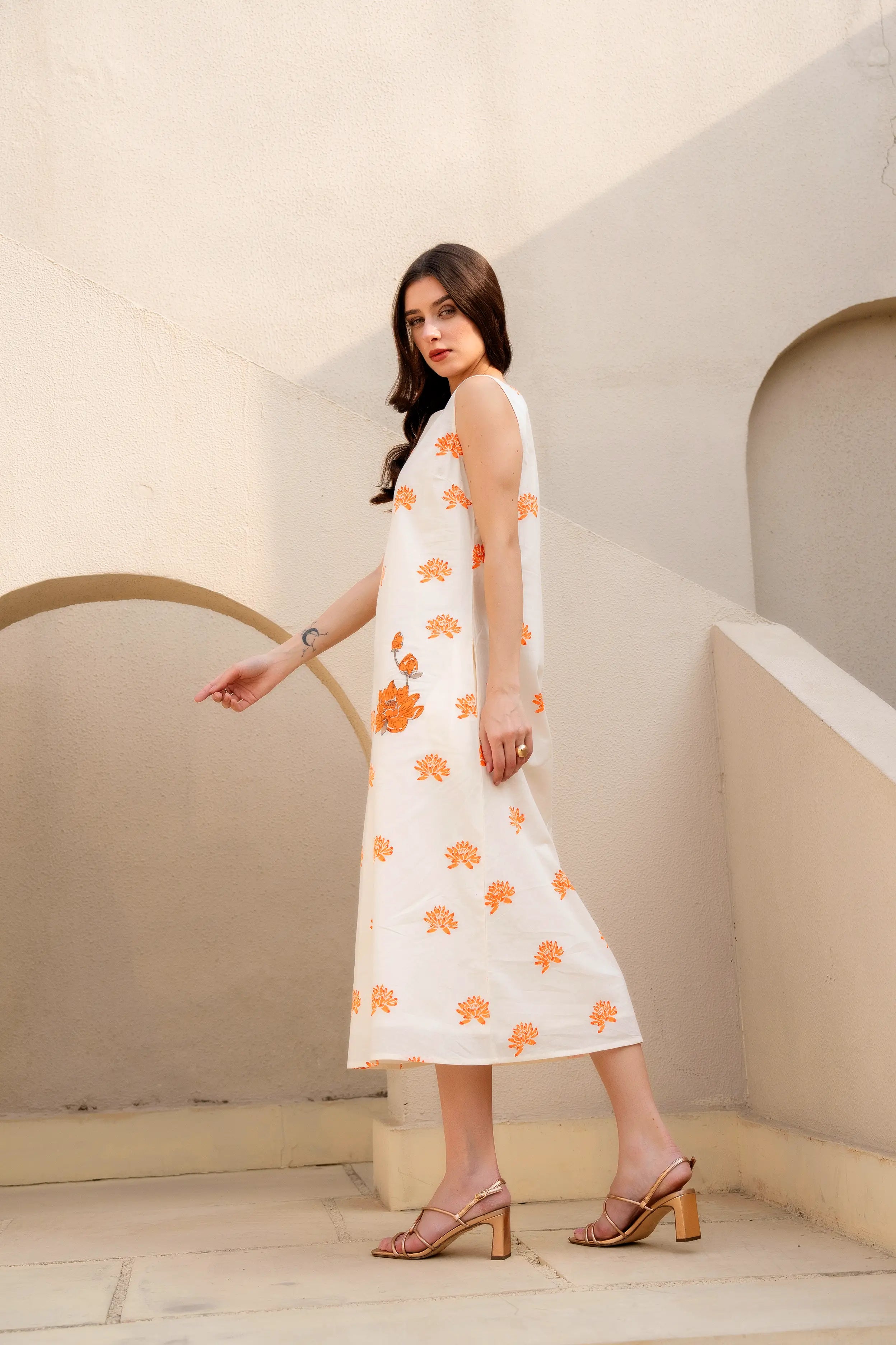 Marigold Muse Midi Dress by Golden Lotus