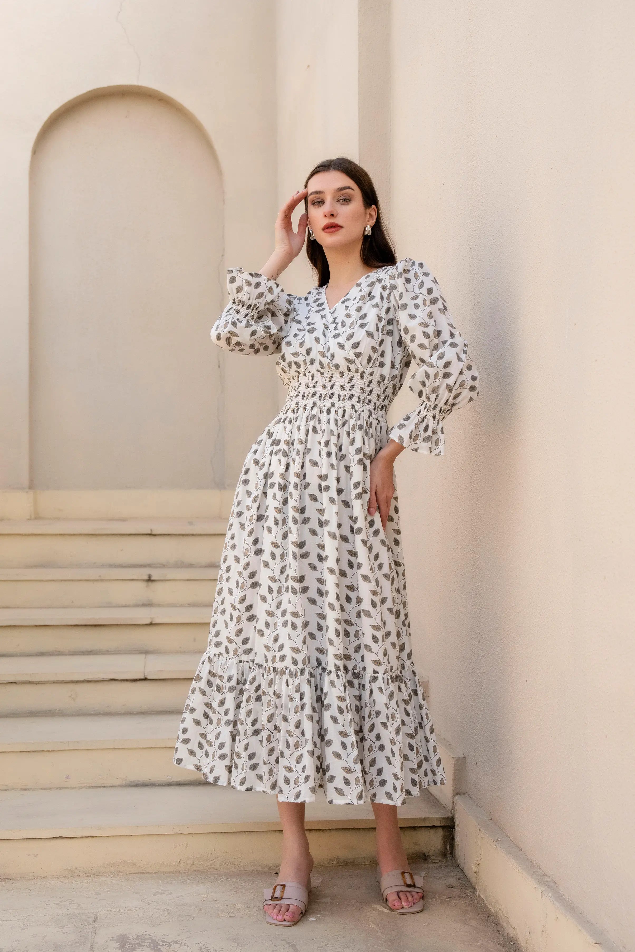 Olive Whisper Flared Dress by Golden Lotus
