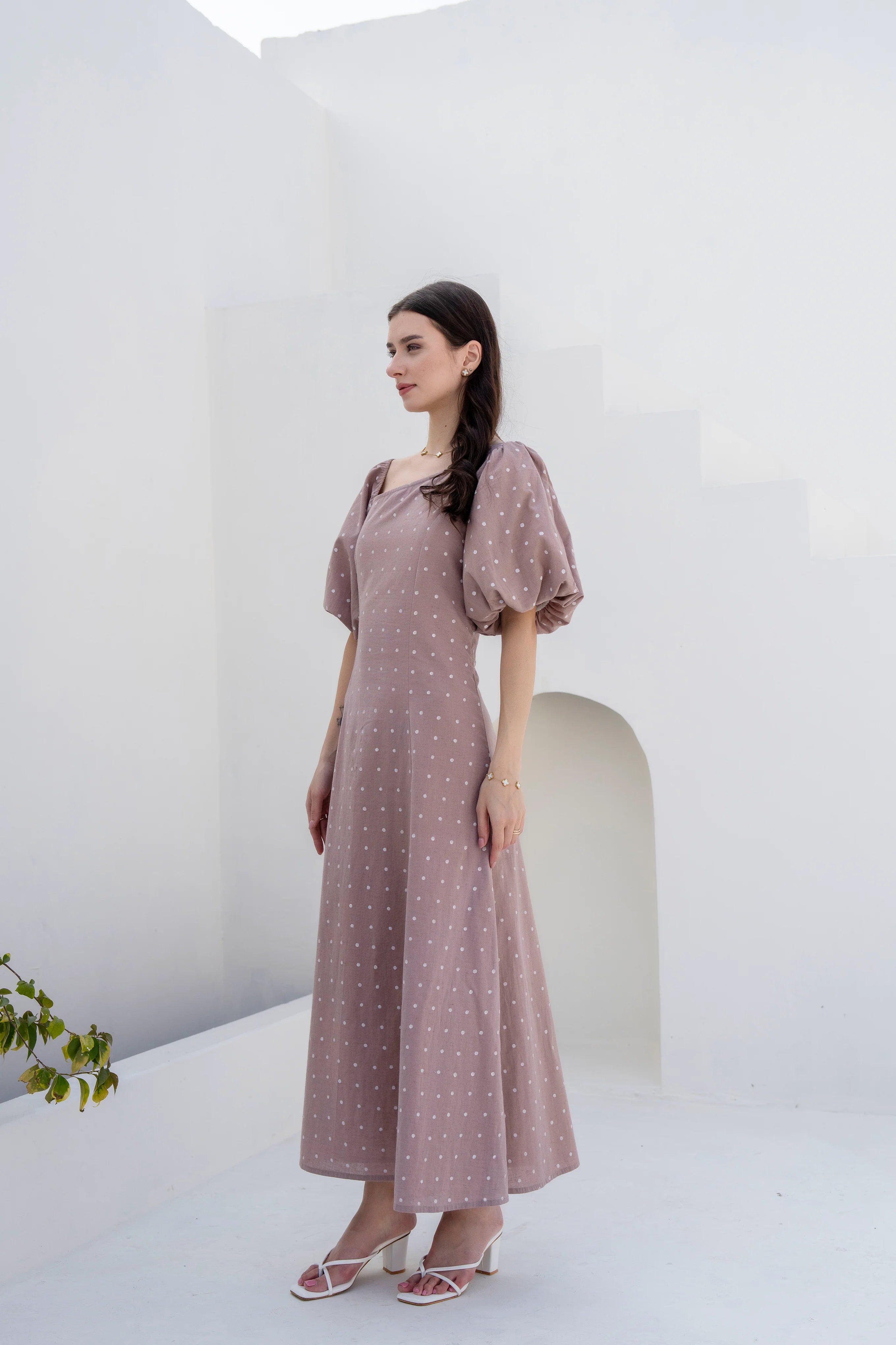 Apricot A-line Dress by Golden Lotus