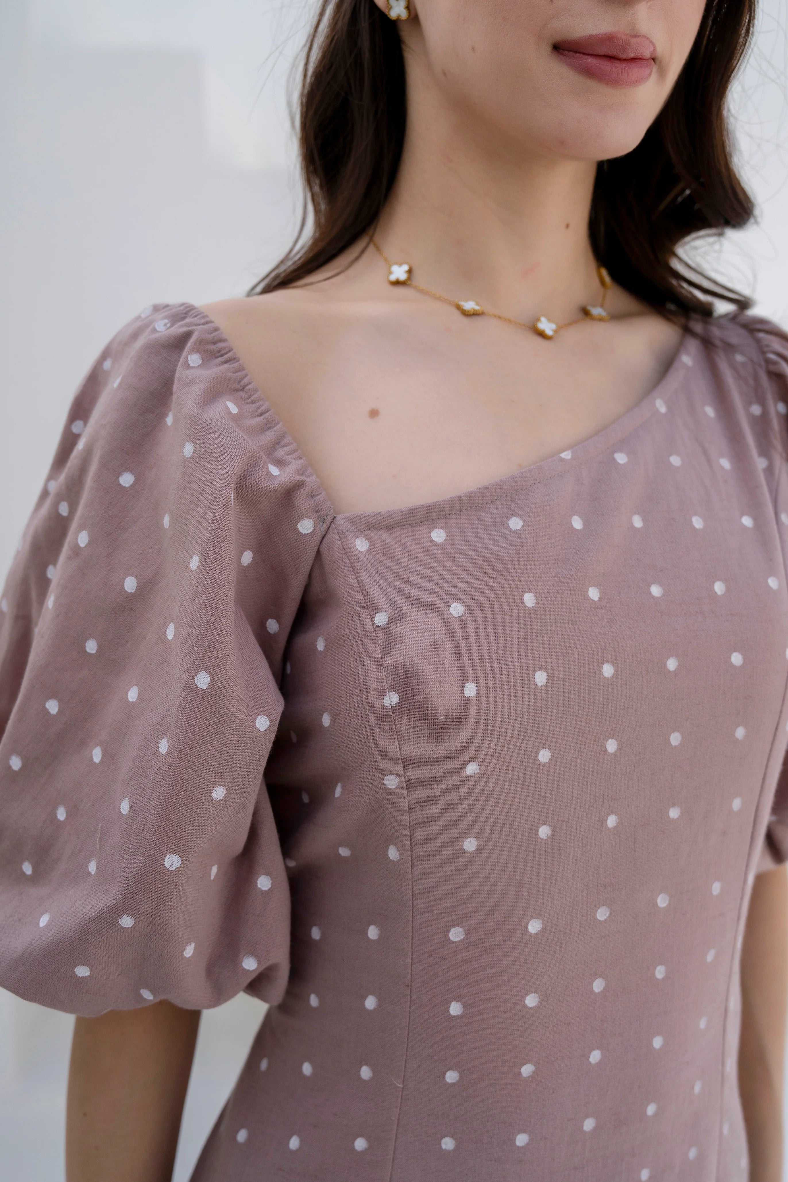 Apricot A-line Dress by Golden Lotus
