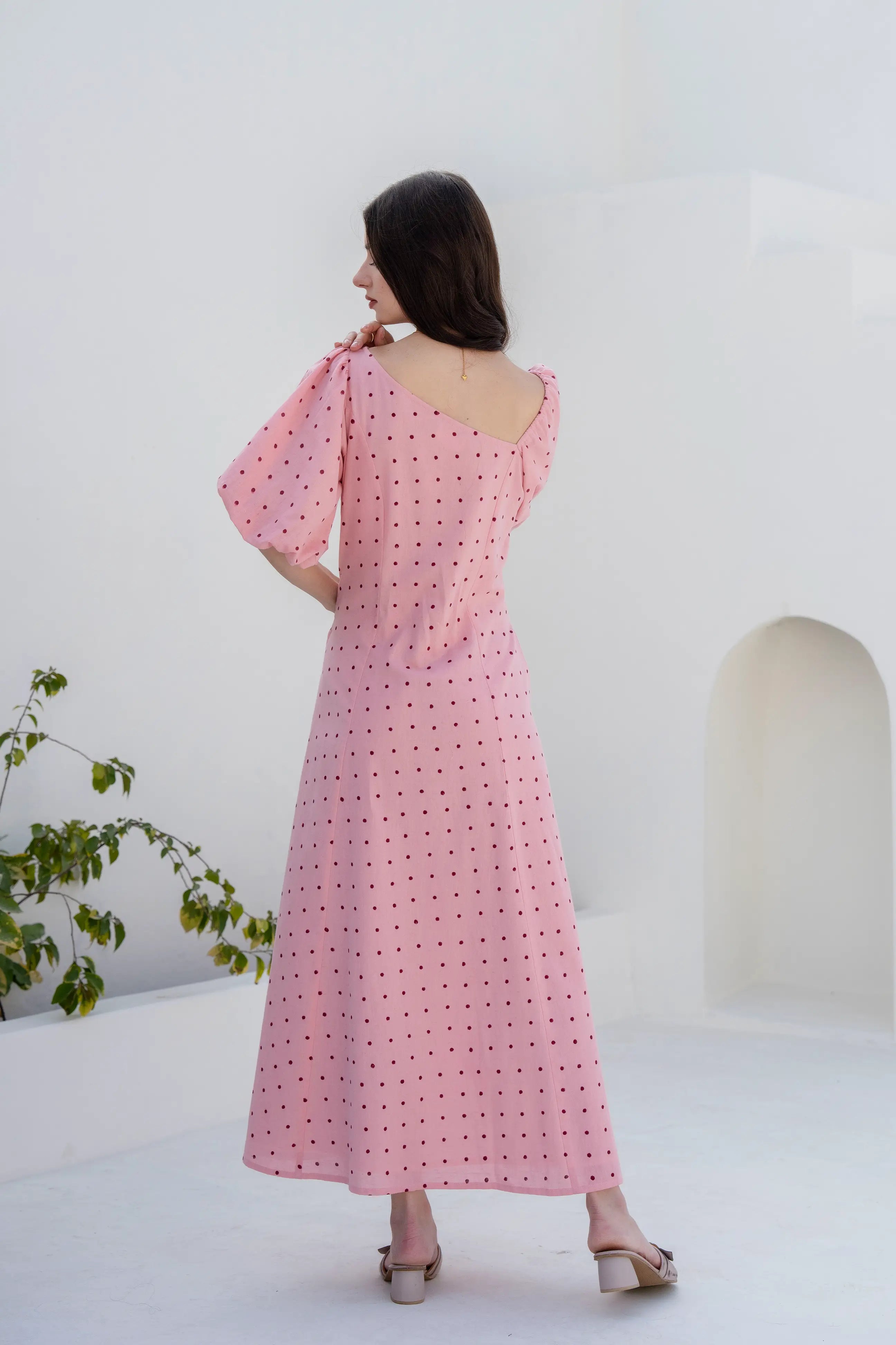 Apricot A-line Dress by Golden Lotus