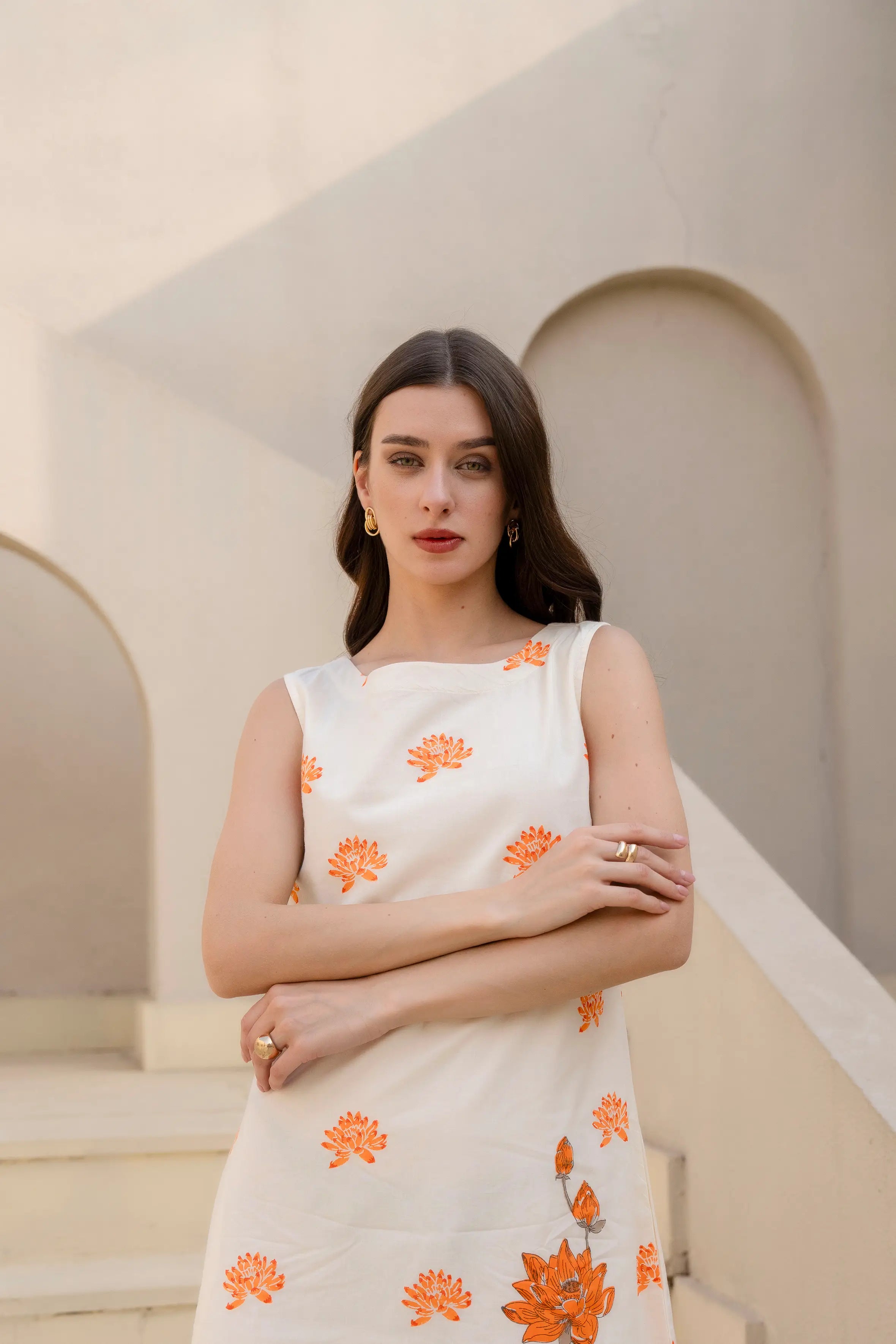 Marigold Muse Midi Dress by Golden Lotus