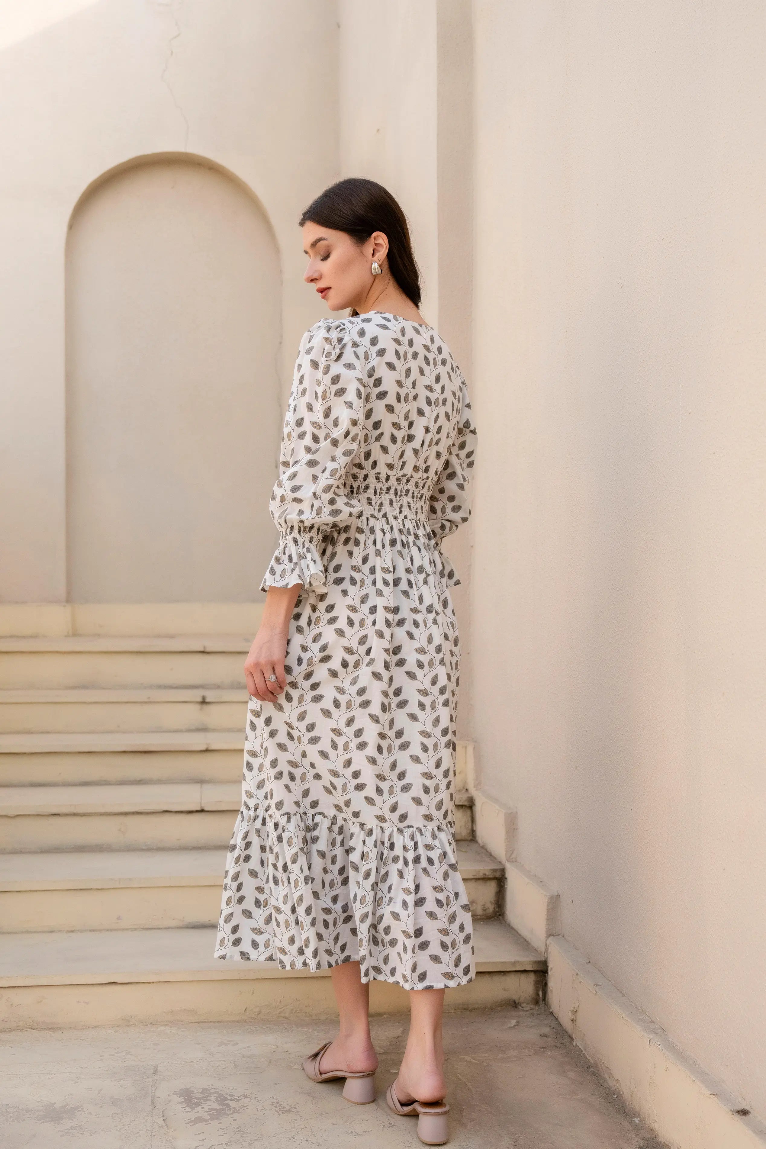 Olive Whisper Flared Dress by Golden Lotus